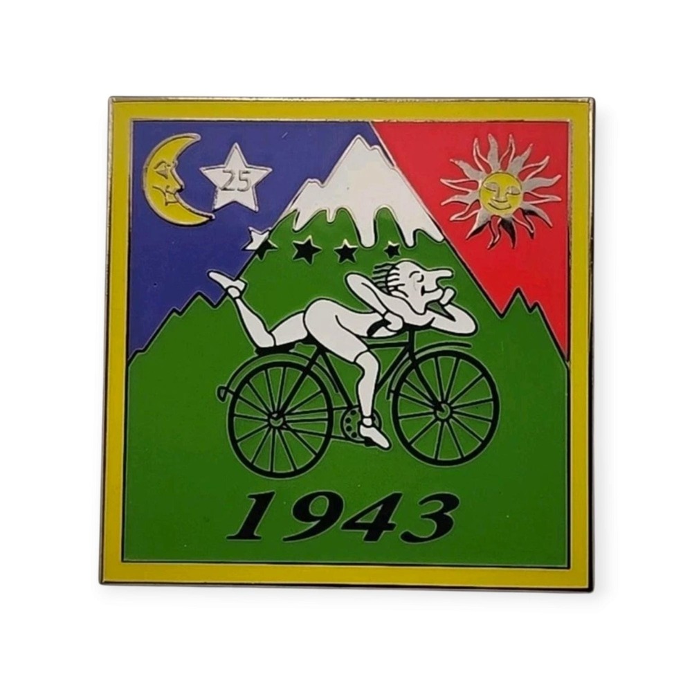Bicycle Day *Glows- in -the- Dark*  Enamel Pin,‎ Brooch, Psychedelic Pin hatpin